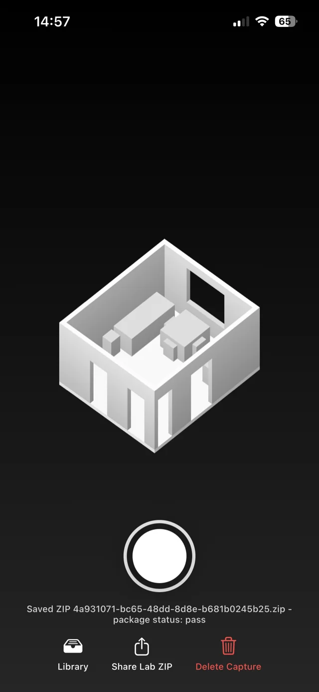 Ferdig 3D-modell av rommet med godkjent pakke klar til deling